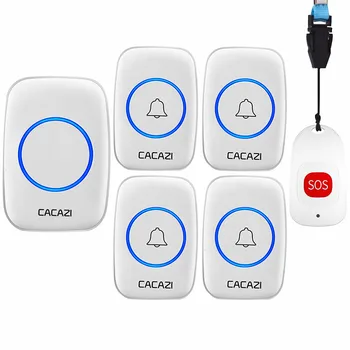 CACAZI Smart Home Belaidžio pranešimų gaviklio Doorbell vyras Avarinės signalizacijos Skambinkite Bell LED 80M Nuotolinio Belaidžio Ryšio 220V Belaidžio Varpelių