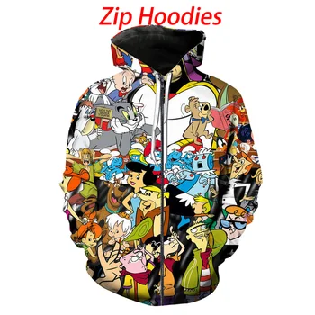 Cartoon Network 90s Hoodies 3d Spausdinimo Bliuzono/megztiniai Vyrams Harajuku Juokinga Streetwear Hip-Hop Megztinis