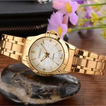 CHENXI Laikrodžiai Moterims Aukso Žiūrėti Atsitiktinis Cirkonio Dizaino Lady Nerūdijančio Plieno Kvarcinis Laikrodis atsparus Vandeniui Moterų Watch Laikrodis