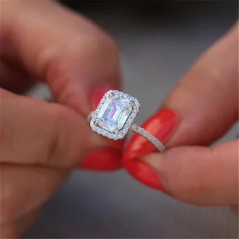 Choucong Žavesio 925 sterlingas Sidabro Piršto žiedą 2c Sona AAAAA Cirkonis Dalyvavimas Vestuvių Juostoje Žiedai, Moterų Nuotakos Papuošalai