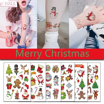 CHZLL Linksmų Kalėdų Lipdukas Santa Claus Sniego Dekoratyviniai Lipdukai Keičiamajame Kalėdos Tatuiruotė Lipdukai Kalėdų Dekoro Namai