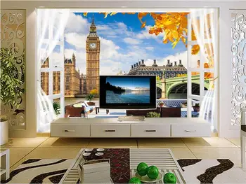 Custom 3d foto tapetai kambarį lova, kambario sienų, langų ir tilto foto tapybos sofa-lova, TV foną už sienos 3d