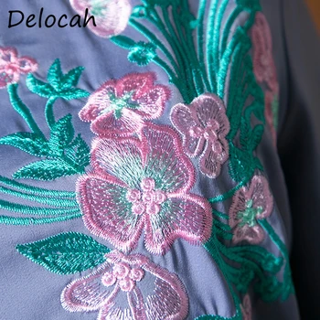 Delocah Moterų Rudens Mados Dizaineris Šalies Midi Suknelė ilgomis Rankovėmis Siuvinėjimo Spausdinti Bodycon Ponios A-Line Dresses vestidos 2020 m.