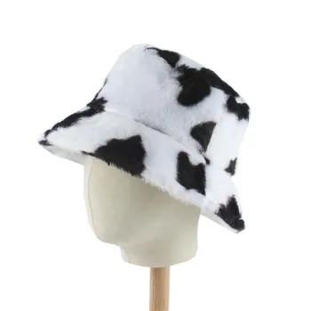 Dirbtiniais Kailiais Žiemos Skrybėlės Moterims Juoda Balta Karvė Spausdinti Kibiro Kepurę Vyrų Panama Žvejys Kepurės Gorras