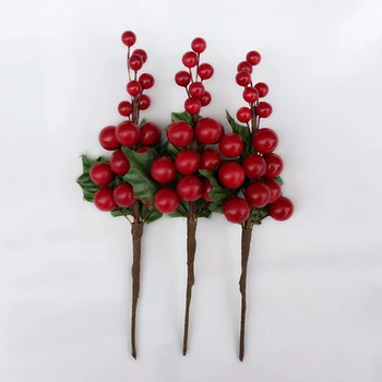 Dirbtinių Gėlių Red Pearl Stamen Uogos Filialas, Vestuvių papuošalai Kalėdų 