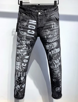 Dsq prekės ženklo Europos vyrų Italija Ruožas džinsus, kelnes juodos D2 coolguy džinsai Vyrų Slim džinsai denim kelnės Kelnės, džinsai vyrams 9706