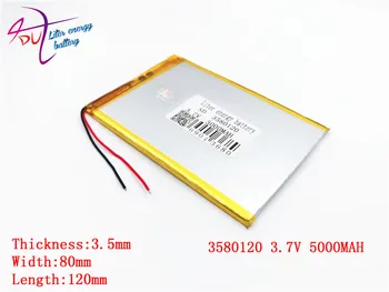 Dydis 3580120 3.7 v 5000mah Litro energijos baterija Ličio Polimerų Akumuliatorius Su Valdybos 7 Colių Tablet Pc
