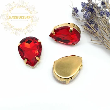 Geriausiai parduodamų Raudonos Vandens lašo formos Kristalų, Stiklo Siūti-apie Strazdų su aukso Letena 