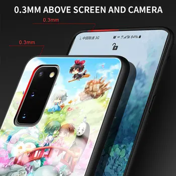 Grūdintas Stiklas Telefono dėklas Samsung Galaxy S20 S21 FE S8 S9 S10 Lite S10E Pastaba 8 9 10 20 Ultra Plus 5G Coque Animacinių filmų Totoro
