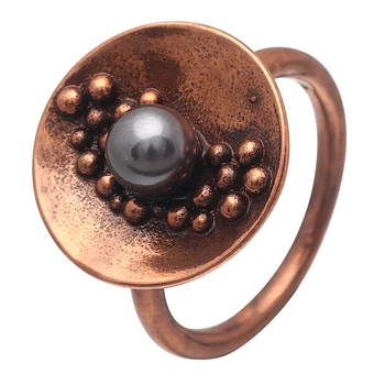 Hainon Juoda Spalva Minimalistinio Perlų Žiedas Aukso Spalvos Korpuso Dalyvavimo Šalies Elegantiškas Ir Mados Žiedas Papuošalai