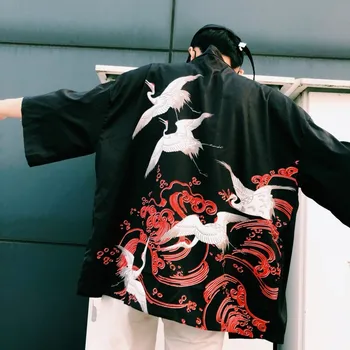 Harajuku Palaidi Tinka Moterims Marškinėliai Derliaus Spausdinti Pora Drabužių Asmenybės Japonų Kimono Viršūnes Moterų Vasaros Grafinis Tees