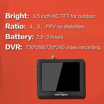 Hawkeye Mažai Bandomasis Skrydis Plius 5.8 G FPV ekranas Ekranas 3.5 colių su DVR, 