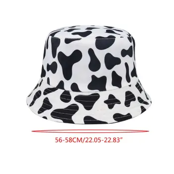 Japonijos Unisex Vasaros Kibiro Kepurę Juoda Balta Pieno Karvė Spausdinti Asmenybės Lauko Apsaugos Nuo Saulės Permetama Žvejo Kepurė