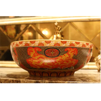 Jingdezhen Vonios keramikos kriauklė kriauklės Porceliano Skaitiklis Viršuje antikvariniai keraminės kriauklės, Vonios kambarys Kriauklė namų/viešbučio