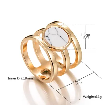 JOYA Žavesio Kerai 2019 gamtos howlite žiedų derliaus aukso spalva balto marmuro akmens žiedai, moterų papuošalai anillos šalies Lol Lo