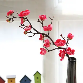 Karšto Pardavimo Dirbtinės gėlės Slyvų žiedų Dirbtiniai augalai medžio šaką Šilko gėlės namuose Šalis, vestuvių dekoravimas Netikrą Gėlių