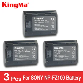 KingMa 3pcs NP-FZ100 NP FZ100 NPFZ100 Baterija Baterijos Sony Alpha 9 A9 9R A9R 9S A9S A7RIII A7R3 BC-QZ1 Skaitmeninis Fotoaparatas