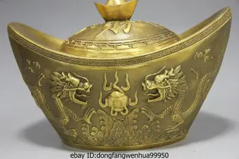 Kinijos sėkmės Fengshui varis Žalvaris du Dragon Žaisti Granulių Pinigų, Turtų Dievas Yuanbao