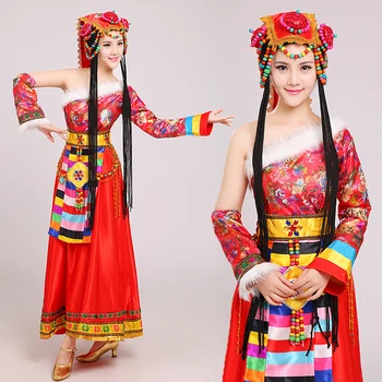 Kinijos tradicinės nacionalinės suknelė mongolijos Šokį Drabužių moterų kostiumas Kinijos šokio kostiumai