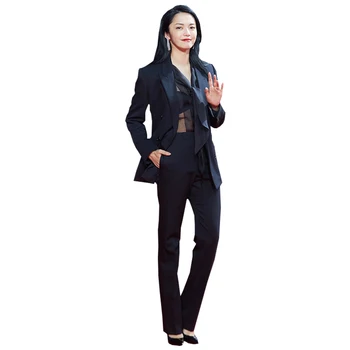Kostiumas kostiumas moteriška nauja mados juoda dvieiliai temperamentas važinėti OLIS profesinės plonas kostiumas kelnės elegantiškas dviejų dalių kostiumas