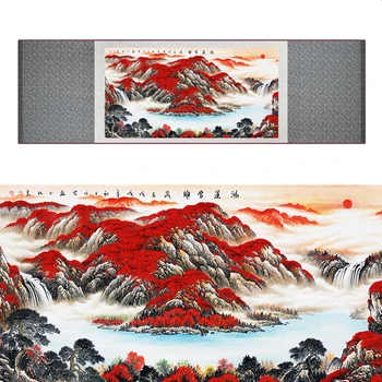 Kraštovaizdžio meno tapybos Kalnų ir Upių meno tapybos Sunburst tapybos Kinų kraštovaizdžio painting19062909
