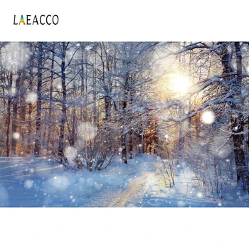 Laeacco Miško Medžių Baltas Sniegas, Saulės Bokeh Žiemos Fotografijos Fonas Individualų Fotografijos Fonas Foto Studija