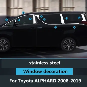 Lango apdailos juostelės Toyota ALPHARD 2008-2019 modifikuotų kūno juostelės durelių krašto Chromo Stiliaus nerūdijančio plieno