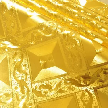 Lubų tapetai deimanto gardelės aukso folija aukso, aukso geltonos kambarį namo apdaila roll 10 metrų aukso folija valgomasis