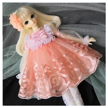 Lėlės drabužių 1/4 bjd suknelė rose oranžinė spalva pilka spalva rose suknelė 1/4 BJD SD MPD lėlės priedai lėlės drabužiai