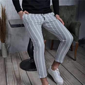 Mada Vyrams, Atsitiktinis Verslo Slim Fit Dryžuotas Ilgas Kelnes Kelnės Pantalones Hombre Streetwear Poilsiu Dropshipping