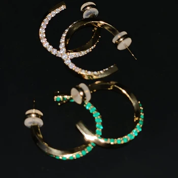 Madingas inkrustacijos spiralės C-žiedas, Auskarai temperamentas nauji auskarai moterų mados