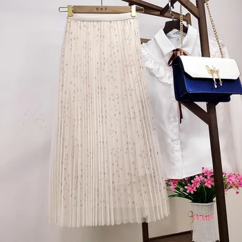 Mados 2021 m. vasarą naujas didelis Derliaus sijonai pilnas žvaigždžių įdegio plisuotos sijonai moterų ilgas-line akių sijonas drabužių