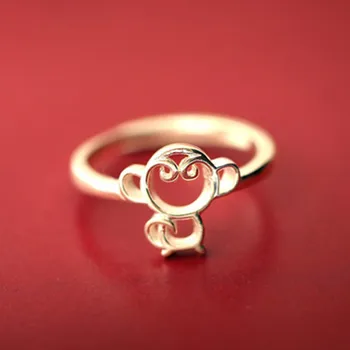 Mados Moterų Kūrybos Sidabro Padengtą Žiedas Papuošalai, Aukso Spalvos Beždžionė Žiedai Jauna Mergina Dovana Pigūs Mielas Gyvūnų Žiedas