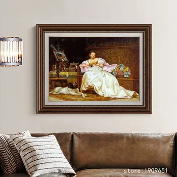 Medvilnės be rėmelio klasikinio palace žmonės mergina portretas drobės spaudiniai aliejaus tapybai atspausdintas ant medvilnės meno apdailos nuotraukas