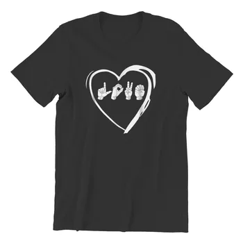 Meilės Gestų Kalbos Širdies ASL Valentino Dienos Dovana T-Shirt Essentials Juokingas Mielas Anime Cosplay Plius Dydis Drabužių 10792