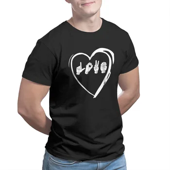 Meilės Gestų Kalbos Širdies ASL Valentino Dienos Dovana T-Shirt Essentials Juokingas Mielas Anime Cosplay Plius Dydis Drabužių 10792