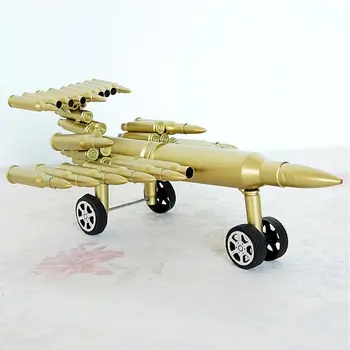 Metalo Lėktuvo Miniture Modelį, Namų Puošybai Figūrėlės Modeliavimas Kulka Paprasto Skulptūra Ornamentu Rinkti Stalo Dekoro Dovana