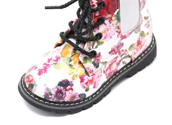 MHYONS Merginos Martin batai 2019 m. rudenį naujų mergaičių spausdinti batai minkštas gruntas odos neperšlampami batai mergaitėms vieną batai mažai batai