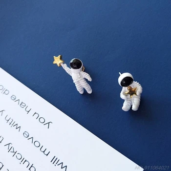 Mielas Auskarai Asimetrinė Kosmoso Padengti Astronautai Stud Auskarai Moterims, Bižuterijos J7 21 Dropshipping