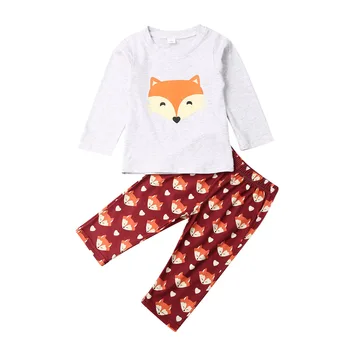 Mielas Kūdikis Mergaitė Topai Marškinėliai Fox Išspausdinti Kelnės Kelnės Komplektus Naujagimių Drabužiai