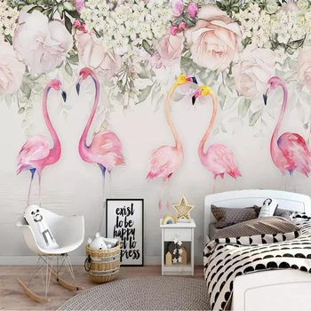 Milofi užsakymą didelių 3D tapetai, freskos rankomis tapybos, akvarelės atogrąžų miškų flamingo fone sienų apdailai wallpape