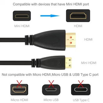 Mini HDMI į HDMI Kabelis Didelės Spartos Garso Kabelių instaliavimo 2.0 4K 1080p Kameros Tablet DVD Žaidimų Konsolės 1m 2m 3m Mini HDMI Kabelis