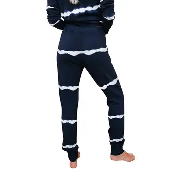 MISSKY 2 Vnt/set Moterų Pajama Komplektai Rudens Žiemos Housewear Atsitiktinis Dryžuotas ilgomis rankovėmis Marškinėliai + Kelnės Moteriška Sleepwear Naujas