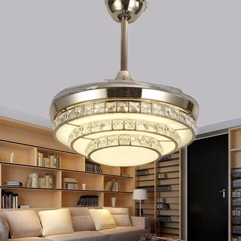 Moderni 42 colių LED nuotolinio valdymo nematomas lubų Ventiliatoriai lempos Trijų spalvų kintamos šviesos miegamojo kambarį dekoratyvinių lempų
