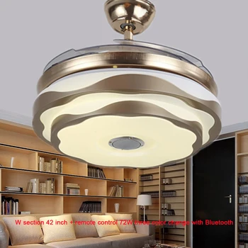 Moderni 42 colių LED nuotolinio valdymo nematomas lubų Ventiliatoriai lempos Trijų spalvų kintamos šviesos miegamojo kambarį dekoratyvinių lempų