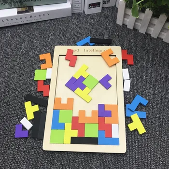 Montessori Mediniai Matematikos Tangram Smegenų-Kibinimas Galvosūkiai Medienos Tetris Žaidimas Pažinimo Rankas Smegenų Mokymo Pradžioje Žaislas Vaikams, Dovana