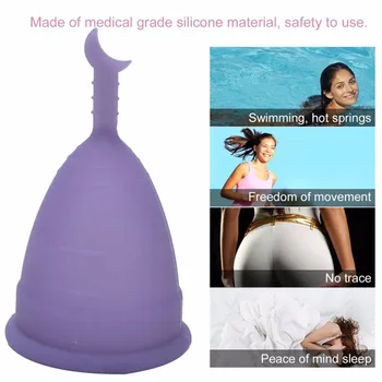 Moteriškos Higienos Produktų Medicininės kokybės Silikono Menstruacinis Puodelis Minkštu Saugos Menstruacijos Laikotarpį Moterų Sveikatos Priežiūros Rožinė/ violetinė