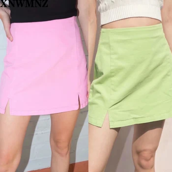 Moterų Mini Bodycon Sijonas Su Split Mini Sijonas 2020 Metų Vasaros seksualus linija sijonas high waisted sijonas office ponios užtrauktukas, sijonai, rožinė