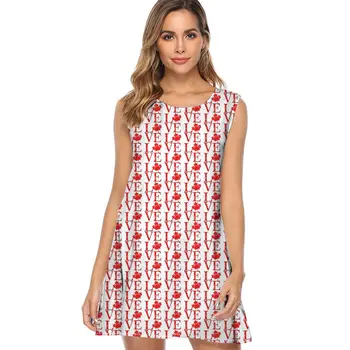 Moterų Suknelės, Kanados Meilės Romaną Raudona Klevo Lapų Spausdinimo Vasaros Suknelė Nauja Mados Boho Stiliaus Paplūdimio suknelė, Mini Suknelė nauja 2019