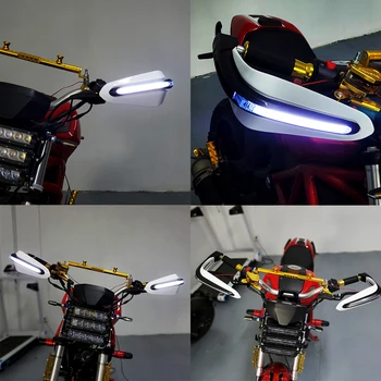 Motociklo handguard rankų apsaugos rankenos apsauga su šviesos motociklu yamaha fz6 tdm 900 ktm exc 250 ducati 1098
